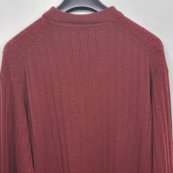 Vintage Dockers Mens Sweater Polo 3XLT Cable Knit Long Sleeve Collar Burgandy - Picture 8 of 12